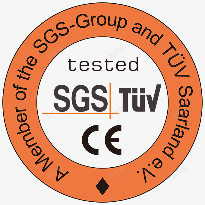 橙色圆形图标SGS认证CE认证png_新图网 https://ixintu.com CE认证 SGS SGS图标 SGS圆形图标 SGS认证 SGS认证标志