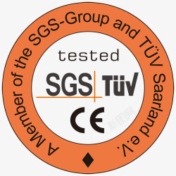 SGS认证橙色圆形图标SGS认证CE认证高清图片
