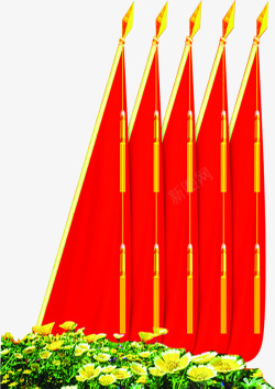 七一建党建党节手绘红色旗帜高清图片