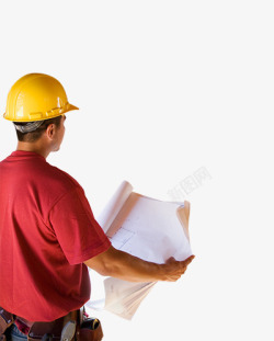 施工图在工人手里男人拿着施工图高清图片