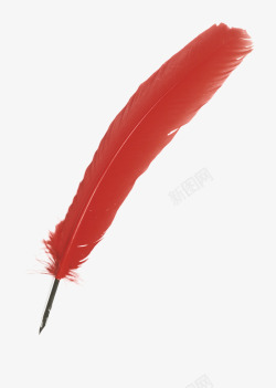 红色笔勾红色羽毛笔装饰高清图片