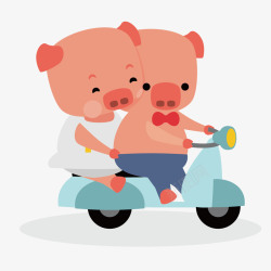 粉色动车卡通小猪骑电单车矢量图高清图片