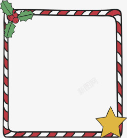圣诞黑线框红色条纹圣诞节边框矢量图高清图片