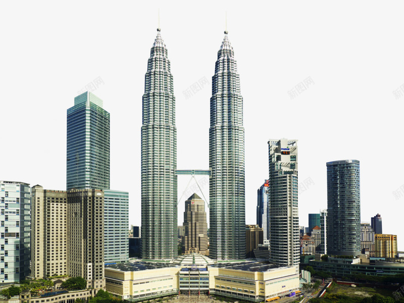 双子塔建筑群png免抠素材_新图网 https://ixintu.com 双子塔 双子塔建筑群 吉隆坡 建筑群 建筑设计 环境设计 设计 马来西亚