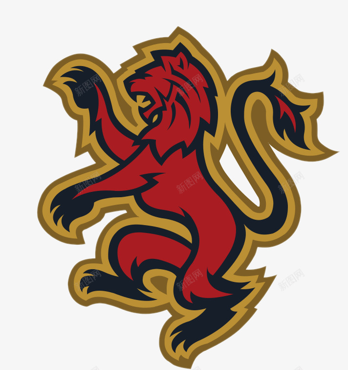 红黄色的狮子图像图标png_新图网 https://ixintu.com logo图 动物 手绘狮子 狮子 红色狮子 黄边狮子