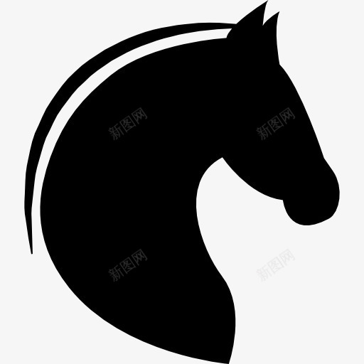 马头和马鬃线和圆形后形状图标png_新图网 https://ixintu.com horsehair 动物 头 马 黑