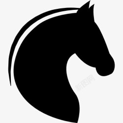 马鬃马头和马鬃线和圆形后形状图标高清图片