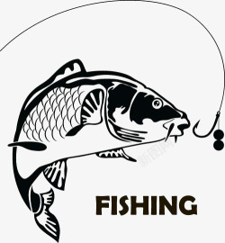 渔具鱼插画高清图片