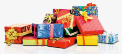 各色多彩礼物盒堆放着的礼物盒高清图片
