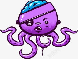 卡通手绘紫色章鱼素材