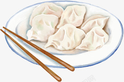 水饺小吃白色盘装日常水饺高清图片
