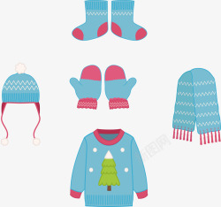 圣诞节衣服绘画冬天圣诞节滑冰加棉加厚套装高清图片