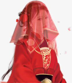 红盖头手绘中国风新娘高清图片