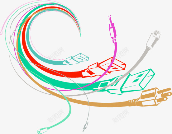 手绘数据线png免抠素材_新图网 https://ixintu.com usb线 手绘数据线 数据线