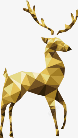拼接驯鹿头像金色几何驯鹿高清图片