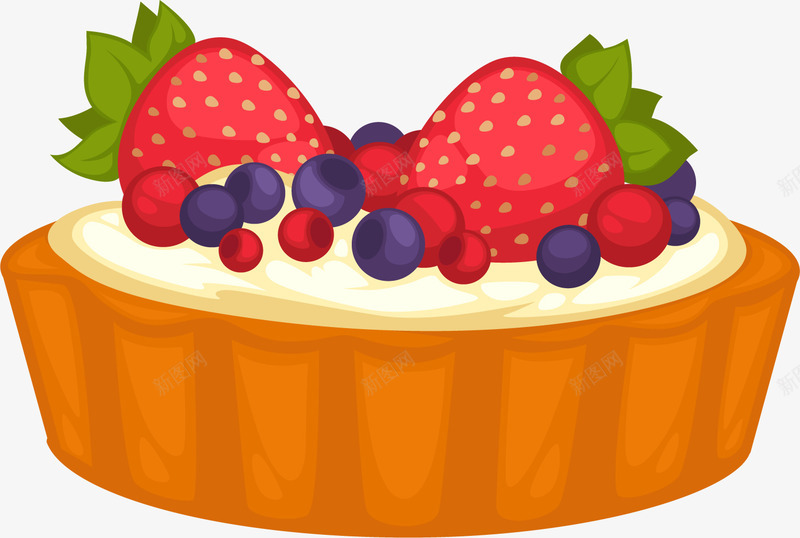 草莓派蛋糕png免抠素材_新图网 https://ixintu.com 免抠PNG 卡通 水果蛋糕 点心 甜点 矢量蛋糕 美食 草莓