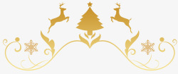 圣诞树剪纸圣诞节装饰金色麋鹿圣诞树高清图片