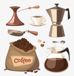 卡通咖啡豆咖啡机片素材