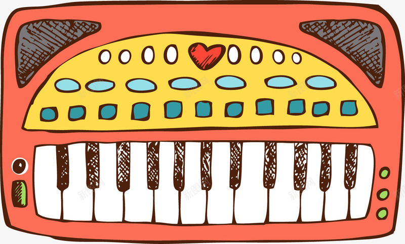 卡通电子琴png免抠素材_新图网 https://ixintu.com Q版电子琴 手绘电子琴 电子合成器 键盘乐器