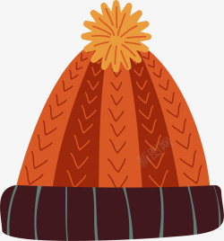 冬天橘色的冬天毛线帽矢量图高清图片