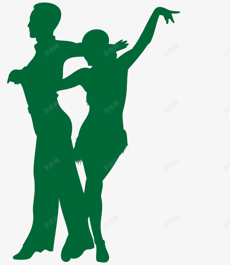 绿色转身双人拉丁舞png免抠素材_新图网 https://ixintu.com 儿童拉丁舞 双人 拉丁舞 矢量素材 绿色 转身