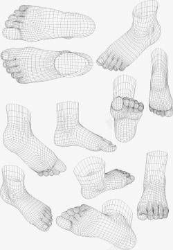 足脚模型3D双脚模型矢量图高清图片