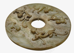 古代玉雕汉代白玉螭纹璧高清图片
