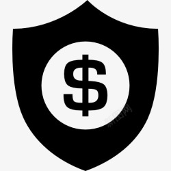 钱标志资金安全保存盾图标高清图片