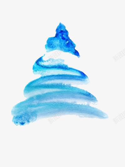 蓝色颜料圣诞树png免抠素材_新图网 https://ixintu.com 圣诞树 抽象 简约 群青 蓝色 颜料