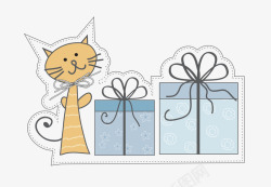 卡通猫礼物盒素材