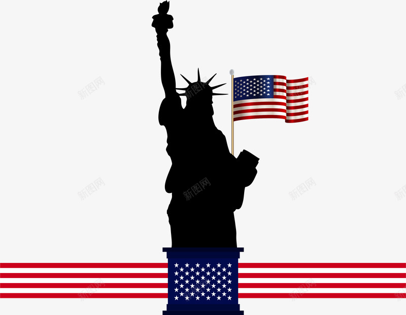 美国自由女神像png免抠素材_新图网 https://ixintu.com 矢量素材 美国 美国独立日 自由女神