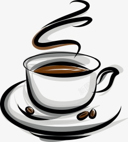咖啡杯和咖啡豆矢量图素材
