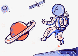插画星球创意科技宇航员装饰图案矢量图高清图片