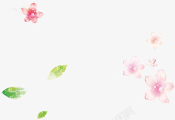 水彩绘粉色花朵树叶装饰背景素材