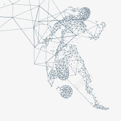 踢足球人物设计科技线条人物踢足球图高清图片