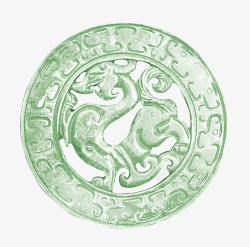 龙形花纹中国龙形玉佩高清图片