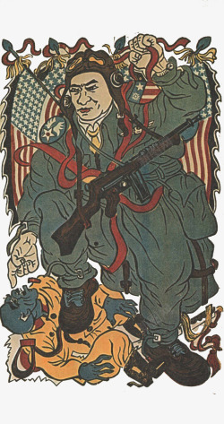 美国士兵矢量图美国士兵击倒军国主义分子高清图片