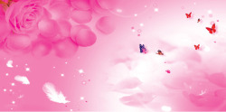 粉色玫瑰蝴蝶全屏海报背景素材