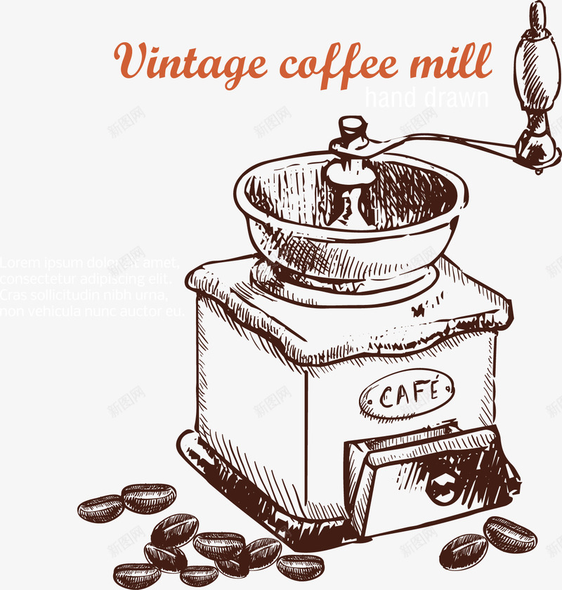 咖啡机矢量图eps免抠素材_新图网 https://ixintu.com 仿古咖啡机 咖啡豆 矢量图 简笔咖啡豆
