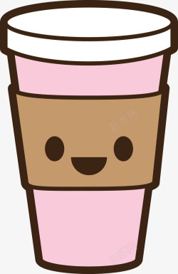 笑脸咖啡粉色卡通纸杯矢量图高清图片