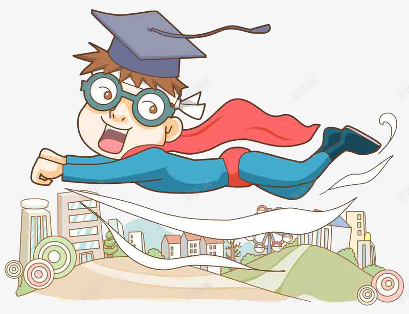 自由的飞行png免抠素材_新图网 https://ixintu.com 博士 卡通 绘画 装饰 超人