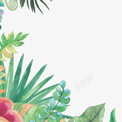 手绘植物叶子装饰海报素材