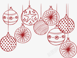 红色圣诞球挂饰矢量图素材