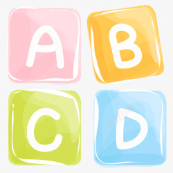 炫彩英文字母卡通手绘炫彩字母ABCD高清图片