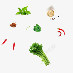 透明芹菜芹菜朝天椒桂皮蔬菜高清图片