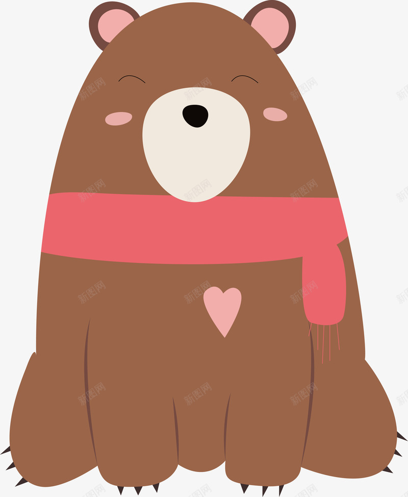 冬季棕色狗熊png免抠素材_新图网 https://ixintu.com 冬天 动物 卡通 围巾 小熊
