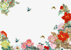 风格传统牡丹蝴蝶庆典装饰高清图片