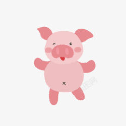 粉色的小猪猪粉色开心小猪猪矢量图高清图片