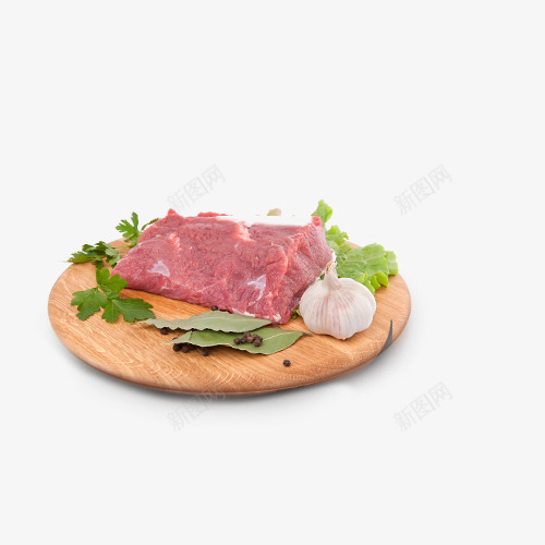 木板上的肉和蒜png免抠素材_新图网 https://ixintu.com 实物 木板 肉 蔬菜