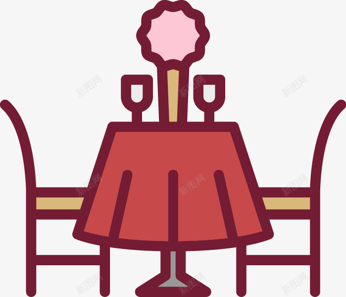 手绘红色圆形餐桌餐椅png免抠素材_新图网 https://ixintu.com 圆形 手绘 红色 餐桌 餐椅